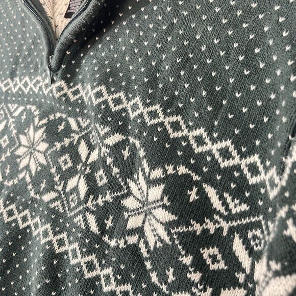 VTG PBX Basics Green Fair Isle Knit 1/4 Zip Sweater Size XL Retro Ski Winter - Picture 6 of 7